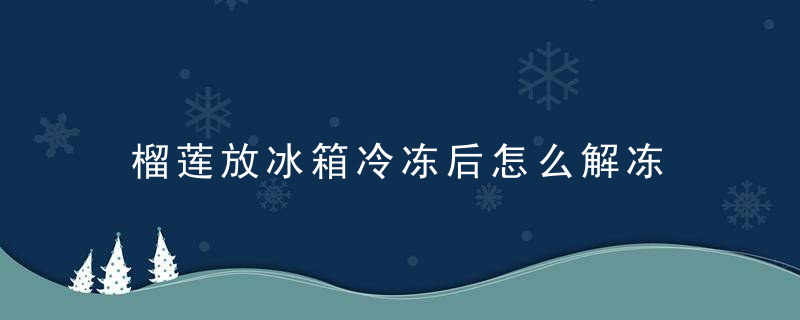 榴莲放冰箱冷冻后怎么解冻 榴莲放冰箱冷冻后如何解冻